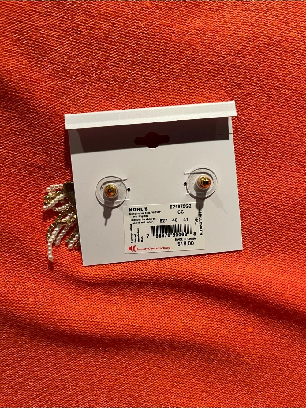 LC Lauren Conrad white and gold colored Ghost dangle Earrings